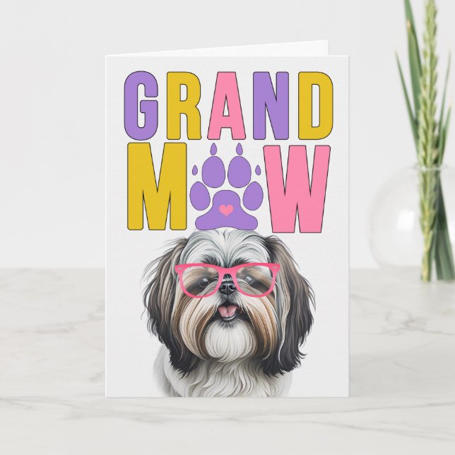 GrandMAW Shih Tzu GrandDOG Grandparents Day Holiday Card (Front)