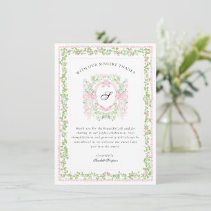 Grandmellinial Botanical Monogram Crest Thank You  Card