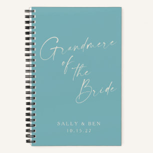 Grandmere Bride Minimalist Personalised Teal Notebook