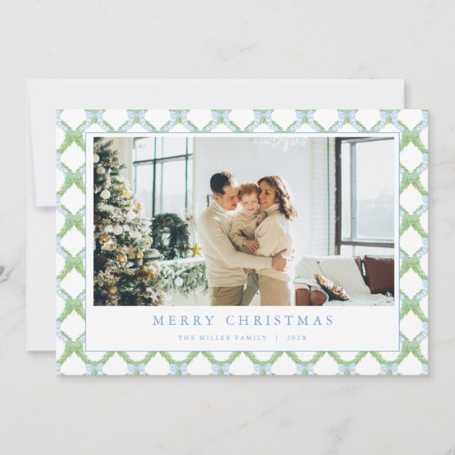 Grandmillenial Blue Christmas Photo Card  (Front)