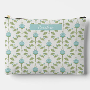 Grandmillenial Blue & Green Peonies Accessory Pouch