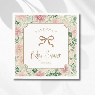 Grandmillenial Blush Sage Anemone Gold Baby Shower Napkin