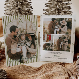 Grandmillenial Bow Stripe Holiday Photo Card