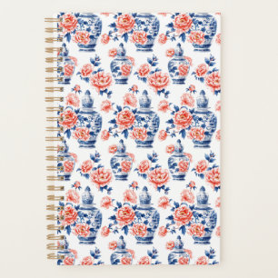 Grandmillenial Chinoiserie Ginger Jar Pink Peonies Planner