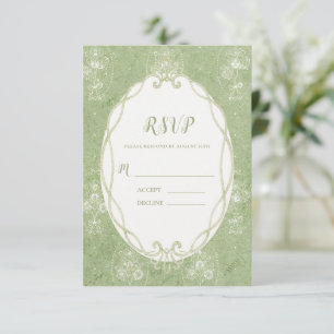 Grandmillenial Floral Elegant Sage Green Wedding RSVP Card