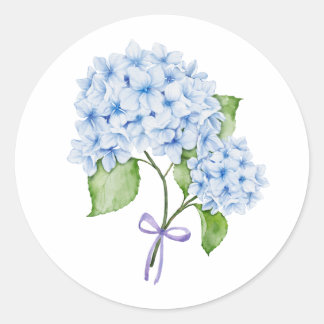 Grandmillenial floral hydrangea bow blue preppy  classic round sticker