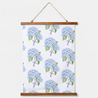 Grandmillenial floral hydrangea bow blue preppy  hanging tapestry