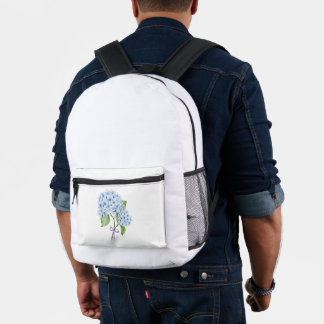 Grandmillenial floral hydrangea bow blue preppy printed backpack