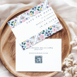 Grandmillenial Floral Pattern QR Code Wedding Save The Date<br><div class="desc">Grandmillenial Floral Pattern QR Code Wedding Save The Date in navy,  pink and mustard</div>