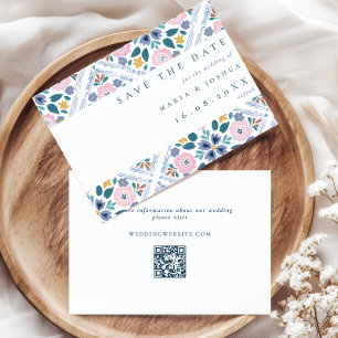 Grandmillenial Floral Pattern QR Code Wedding Save The Date