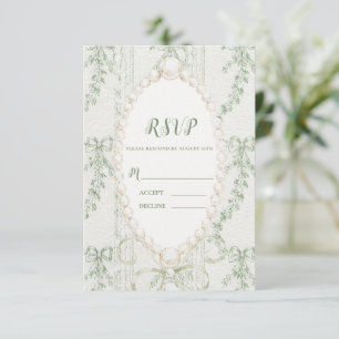 Grandmillenial Floral Vintage Sage Green RSVP Card