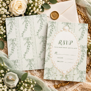 Grandmillenial Floral Vintage Sage Green RSVP Card