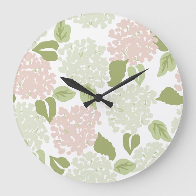 Grandmillenial hydrangea floral preppy pretty large clock (Front)