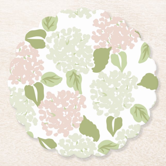 Grandmillenial hydrangea floral preppy pretty  paper coaster (Front)