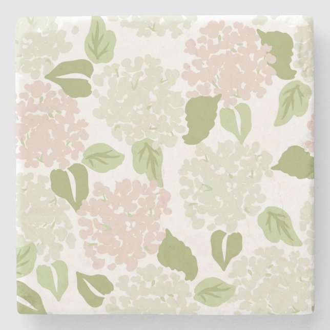 Grandmillenial hydrangea floral preppy pretty stone coaster (Front)