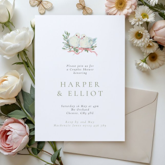 Grandmillenial Love Birds Couples Shower Invitation (Creator Uploaded)