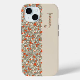 Grandmillenial MONOGRAM I BG RED LITTLE FLOWERS iPhone 15 Case