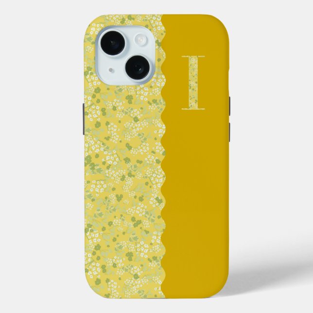 Grandmillenial MONOGRAM I YELLOW LITTLE FLOWERS Case-Mate iPhone Case (Back)