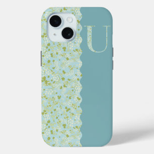 Grandmillenial MONOGRAM U ACQUA LITTLE FLOWERS Cas iPhone 15 Case