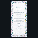 Grandmillenial Navy & Pink  Floral Pattern Wedding Menu<br><div class="desc">Grandmillenial Navy & Pink Floral Pattern Wedding Menu</div>