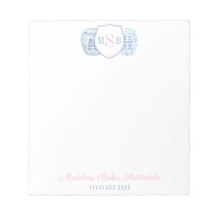 Grandmillenial Pink And Blue Ginger Jar Monogram Notepad