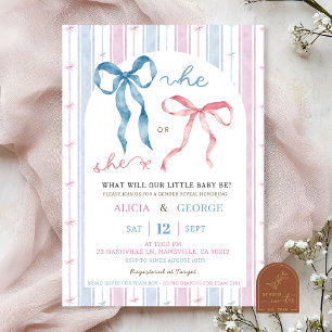 Grandmillenial Preppy Bow Gender Reveal  Invitation