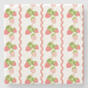 Grandmillenial strawberry pink sweet trendy stone coaster