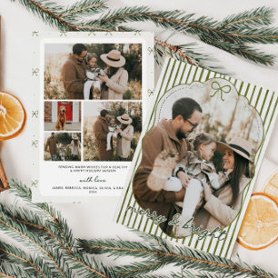 Grandmillenial Vintage Stripe Photo Christmas Holiday Card
