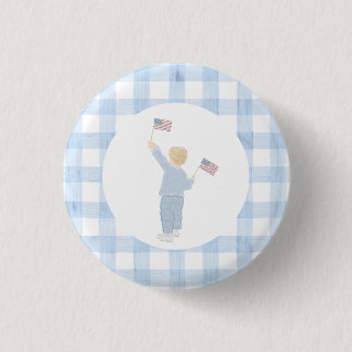 Grandmillennial All American Boy Paper Plate 3 Cm Round Badge