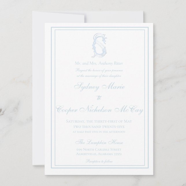 Grandmillennial and Elegant Wedding Invitation (Front)