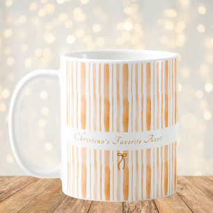 Grandmillennial Apricot Stripe Elegant Cottage Coffee Mug
