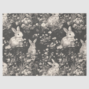 Grandmillennial Black Rabbit Toile Pattern Tissue Paper