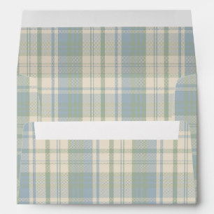 Grandmillennial Blue Green Plaid Pattern Envelope