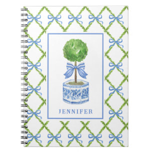 Grandmillennial Chinoiserie Topiary Personalised Notebook