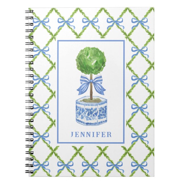 Grandmillennial Chinoiserie Topiary | Personalised Notebook (Front)