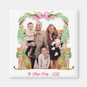 Grandmillennial Christmas Leopard Photo Magnet