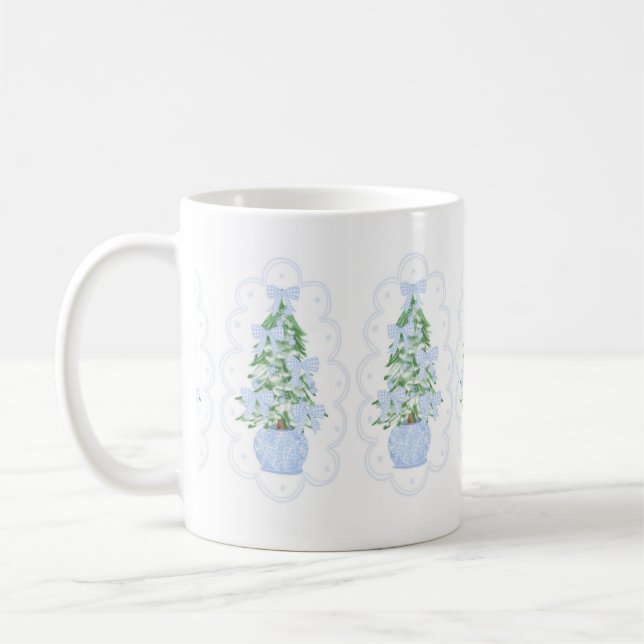 Grandmillennial Christmas Tree Mug Scalloped Edge (Left)