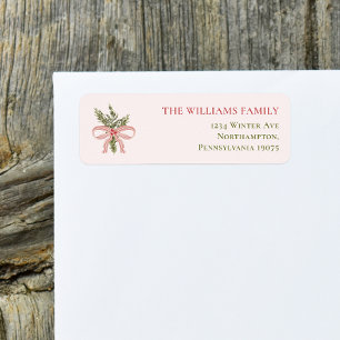 Grandmillennial Coquette Christmas Return Address Label