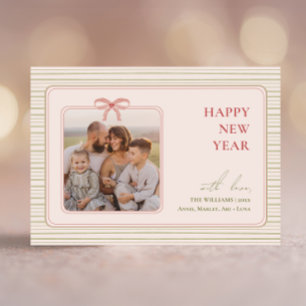 Grandmillennial Coquette Happy New Year Photo Holiday Card
