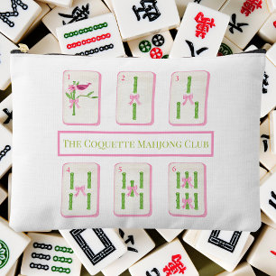 Grandmillennial Coquette Mahjong Club Bamboo Bows Accessory Pouch