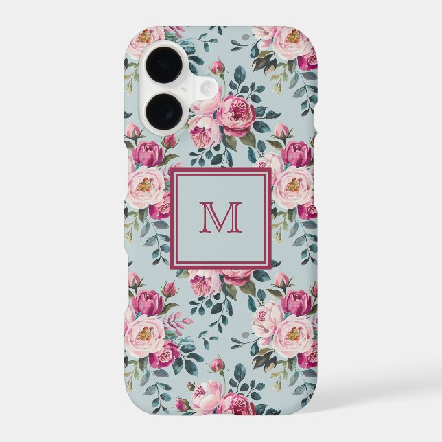 Grandmillennial Dusty Rose Floral Custom Monogram (Back)