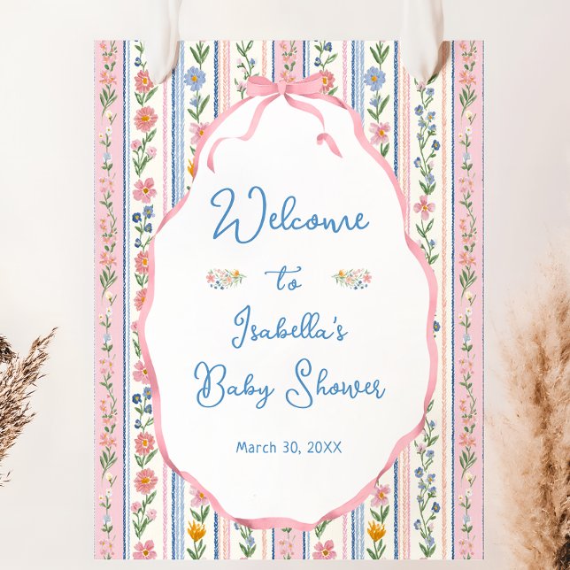 Grandmillennial Floral Baby Shower Welcome  Poster (Creator Uploaded)