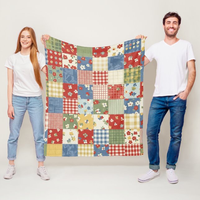 Grandmillennial Floral Pattern Fleece Blanket (In Situ)