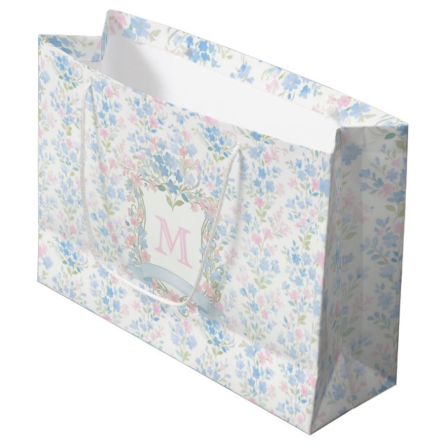 Grandmillennial Floral Personalised Gift Bag (Front Angled)