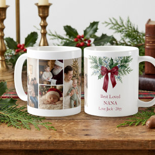 Grandmillennial Garland Red Bow Christmas Photo Coffee Mug