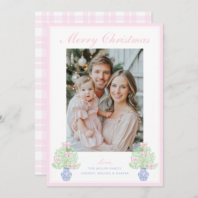 Grandmillennial Ginger Jar Christmas Tree Holiday Card (Front/Back)