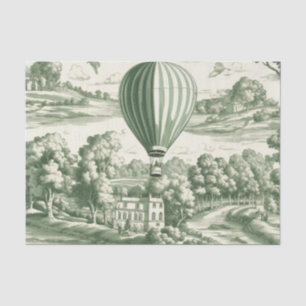 Grandmillennial Green French Toile Scenic Pattern Tissue Paper