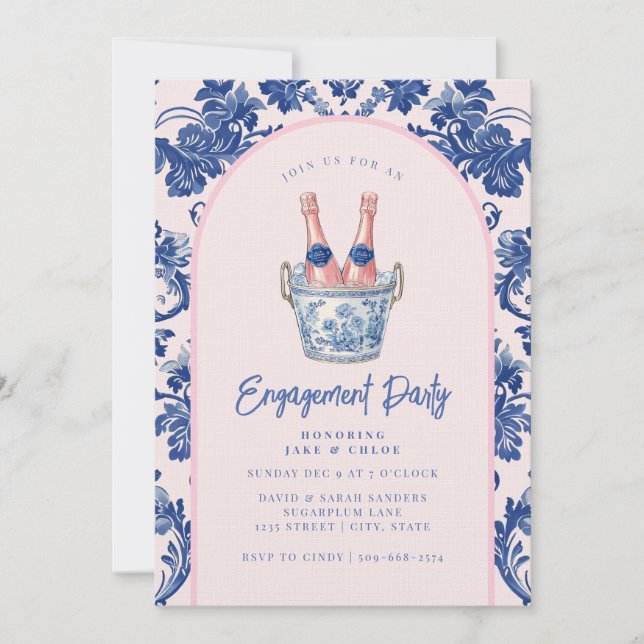  Grandmillennial Holiday Engagement Party Invitation (Front)
