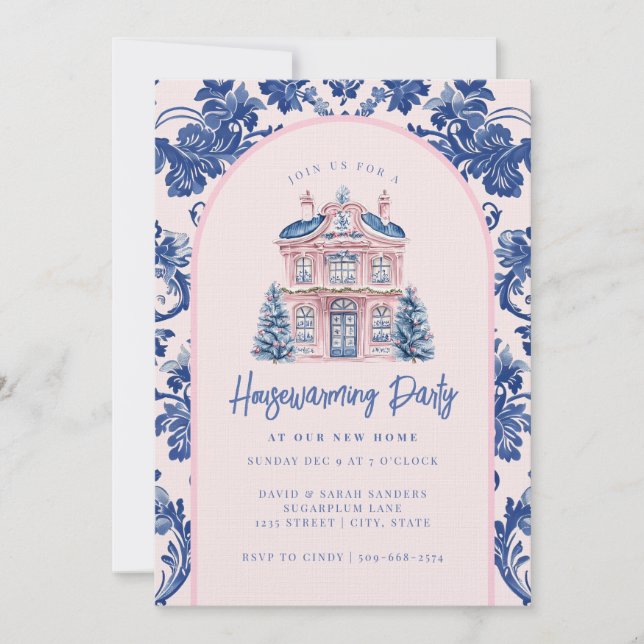  Grandmillennial Holiday Housewarming Party Invitation (Front)