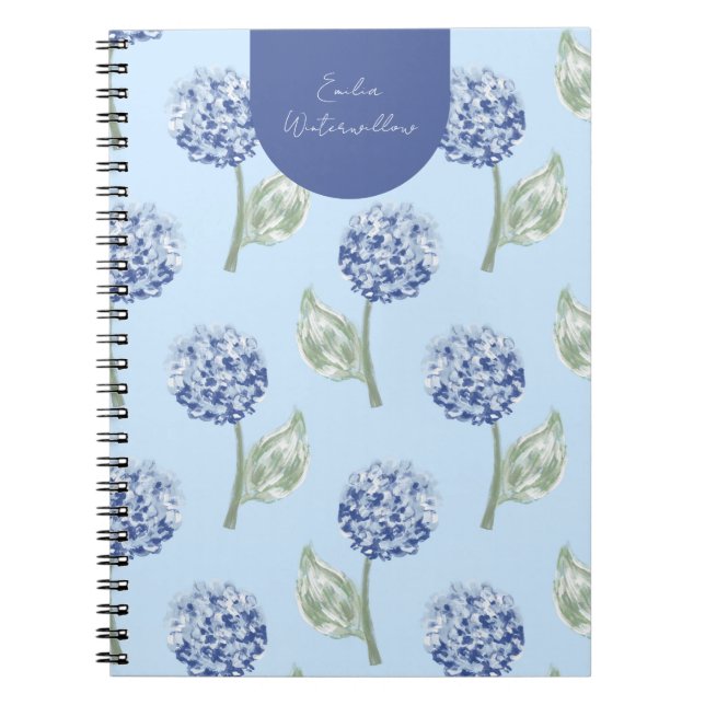 Grandmillennial Painterly Hydrangea Customisable Notebook (Front)